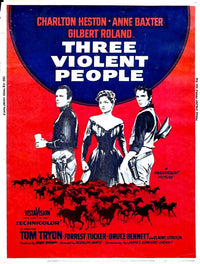 Three Violent People Movie Poster Print featuring classic Western film art.