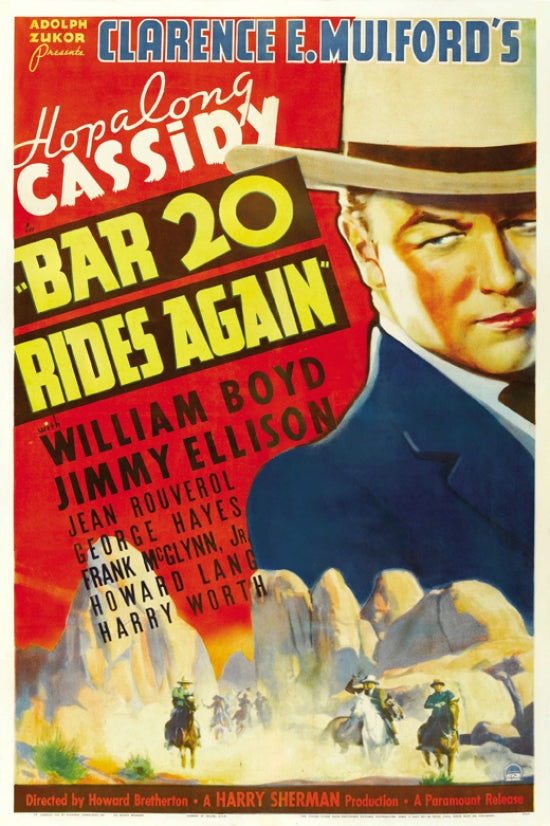 Bar 20 Rides Again Movie Poster Print showcasing classic western film art.
