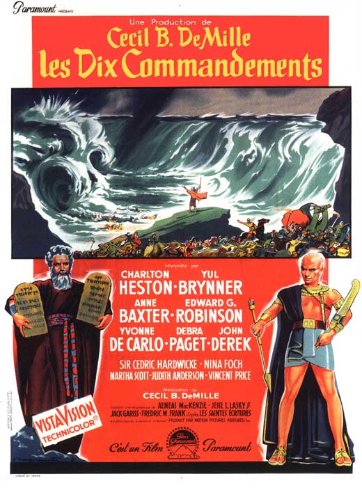 The Ten Commandments movie poster print with vibrant colors and dramatic design.