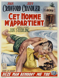 Female on the Beach Movie Poster Print featuring vibrant colors and classic film aesthetic.