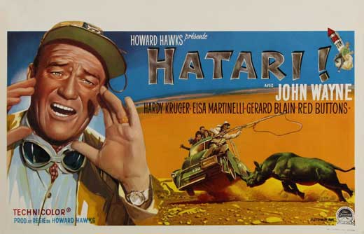 Hatari! Movie Poster Print featuring vibrant colors and classic design.