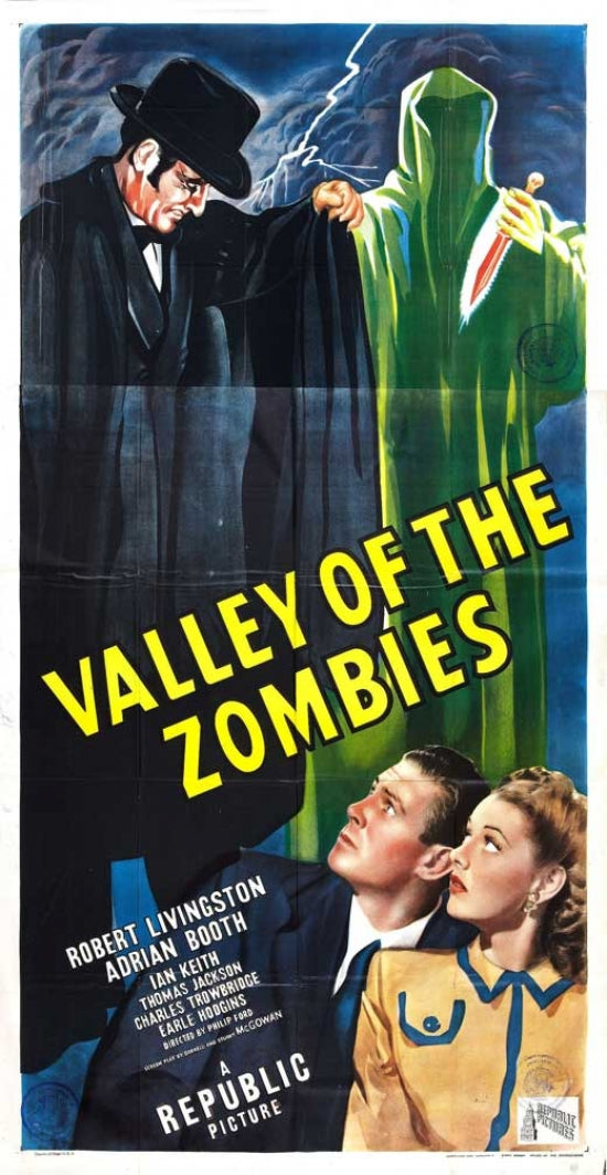 Valley of the Zombies Movie Poster showcasing classic horror art.