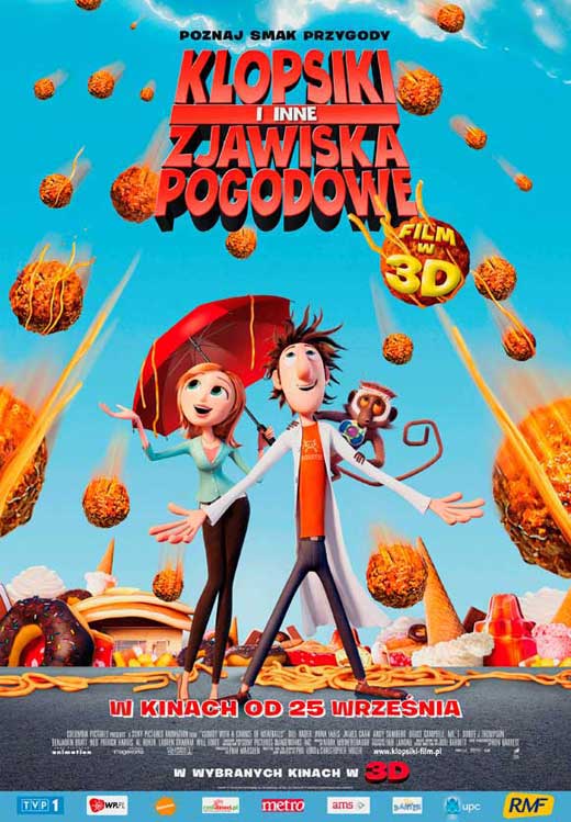 Cloudy with a Chance of Meatballs Movie Poster Print featuring colorful food imagery