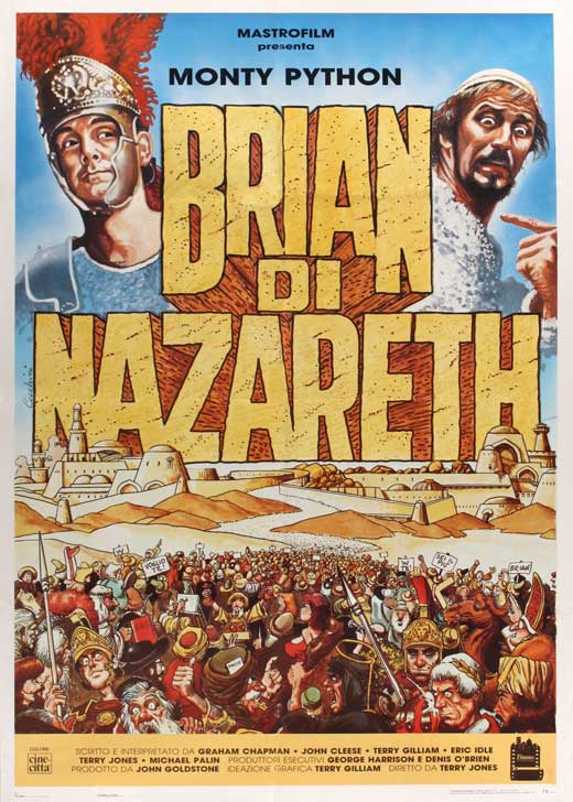 Monty Python's Life of Brian Movie Poster Print featuring vibrant colors and iconic imagery.