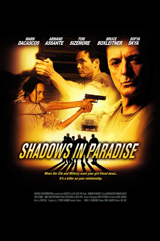 Shadows in Paradise Movie Poster Print featuring vibrant artwork.