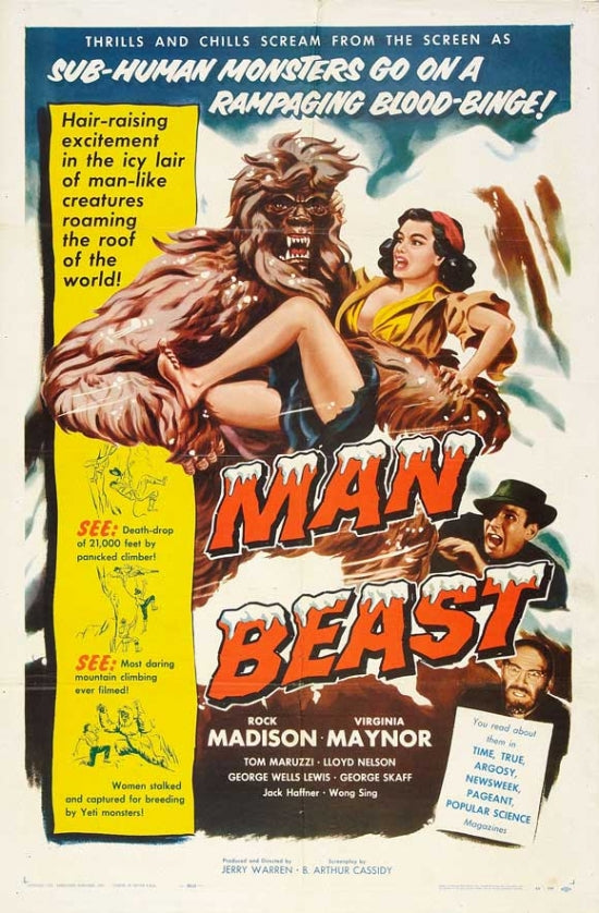 Man Beast Movie Poster featuring classic horror film art