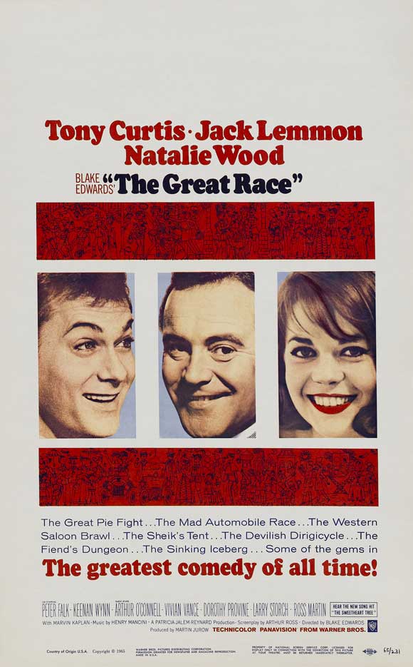The Great Race Movie Poster Print featuring classic film design.