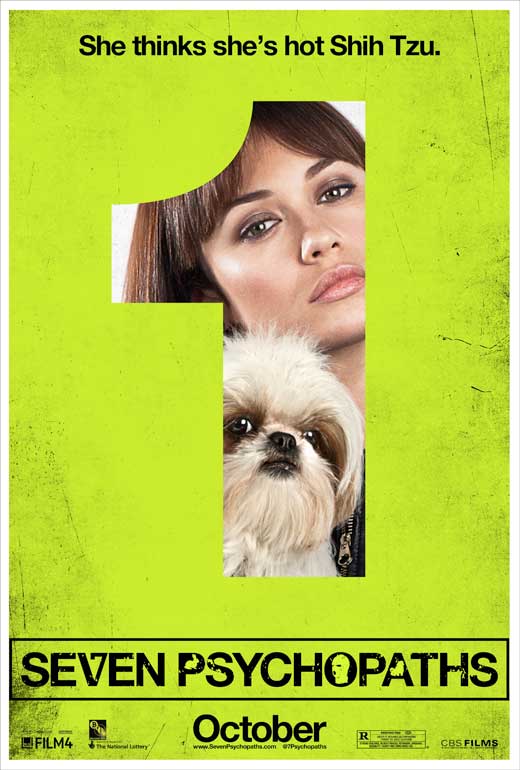 Seven Psychopaths movie poster print featuring dark comedy theme.