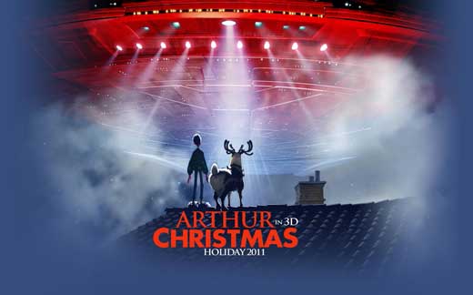 Arthur Christmas Movie Poster Print featuring festive holiday characters.