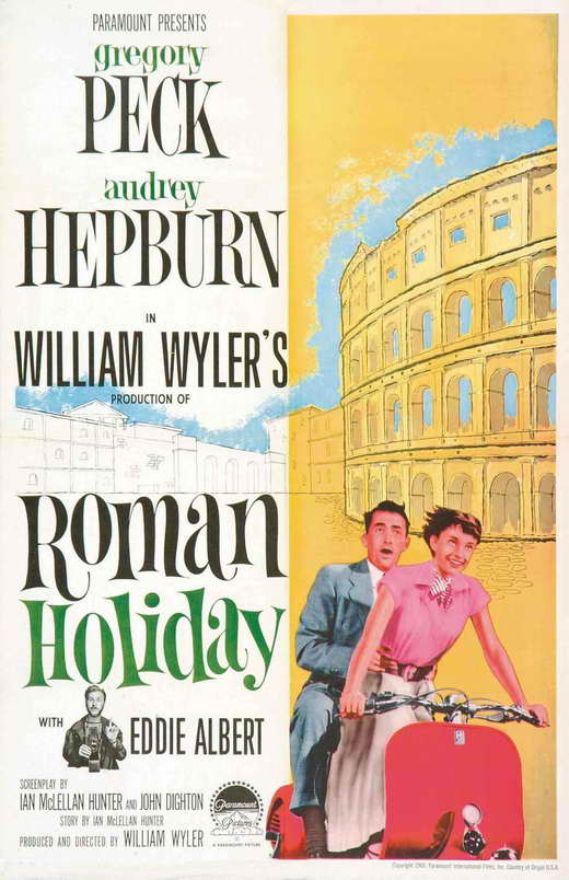Roman Holiday Movie Poster Print featuring Audrey Hepburn.
