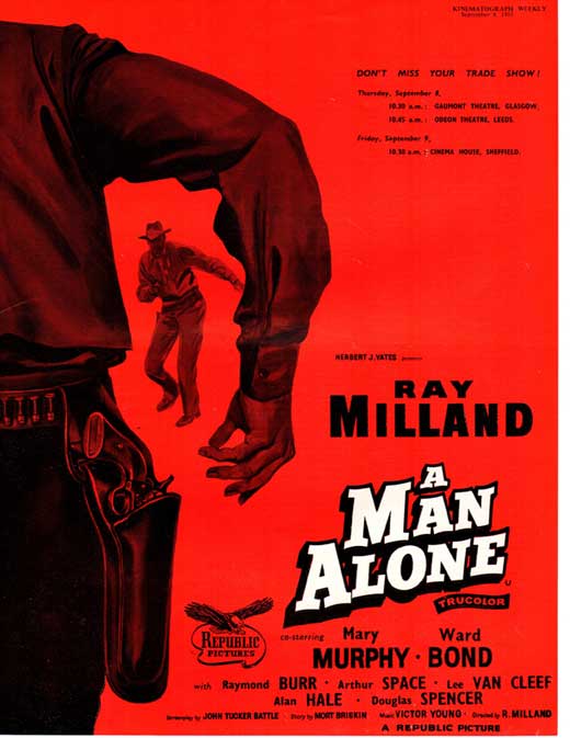 A Man Alone Movie Poster Print showcasing striking film imagery.