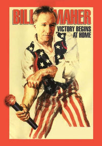 Bill Maher Victory Begins at Home Movie Poster featuring vibrant colors and comedic theme.