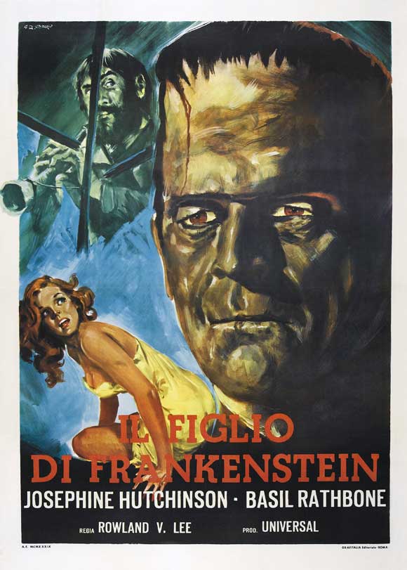 Son of Frankenstein Movie Poster Print artwork featuring classic horror themes.