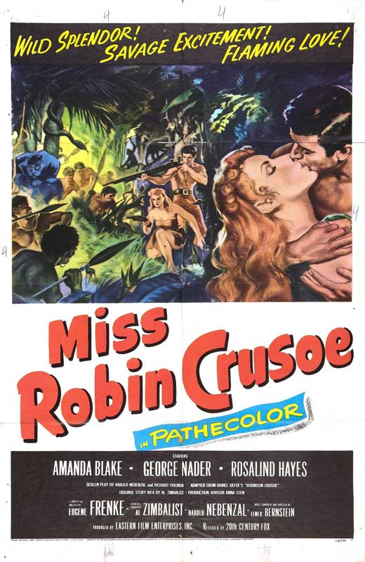 Miss Robin Crusoe Movie Poster Print featuring classic adventure theme.