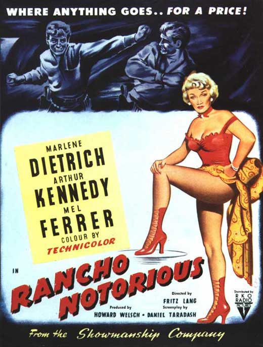 Rancho Notorious Movie Poster Print showcasing classic cinema art.