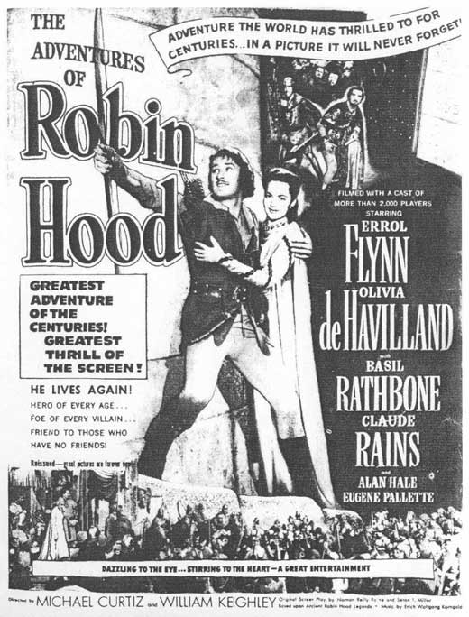 The Adventures of Robin Hood Movie Poster Print featuring classic cinematic imagery.