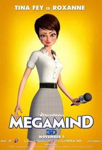 Megamind Movie Poster Print showcasing vibrant colors and dynamic design.