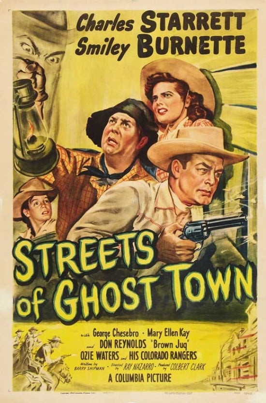 Streets of Ghost Town Movie Poster Print featuring haunting imagery.