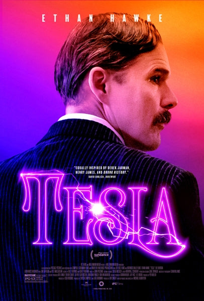Tesla Movie Poster Print showcasing the innovative spirit of Nikola Tesla.