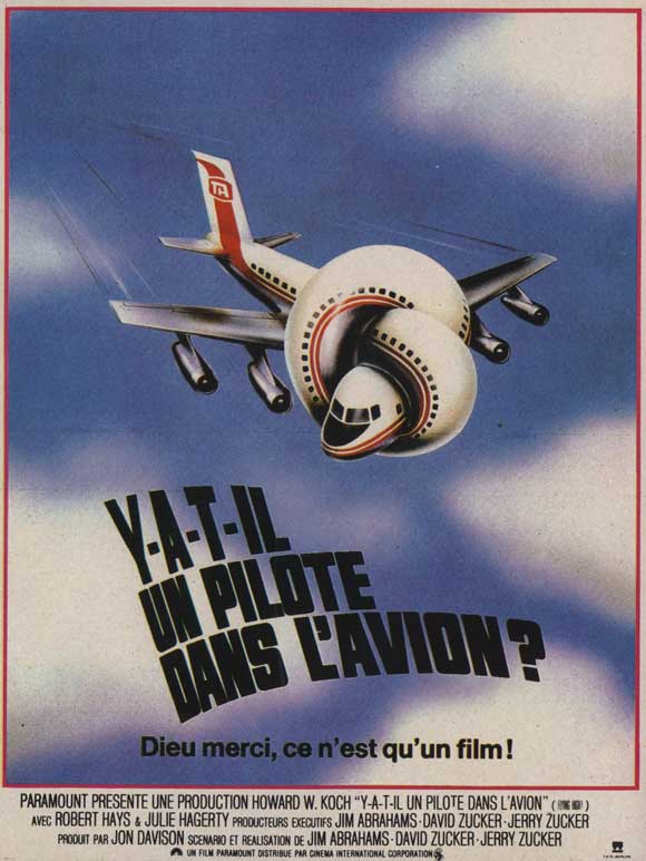 Airplane! Movie Poster Print featuring classic comedy film scenes.