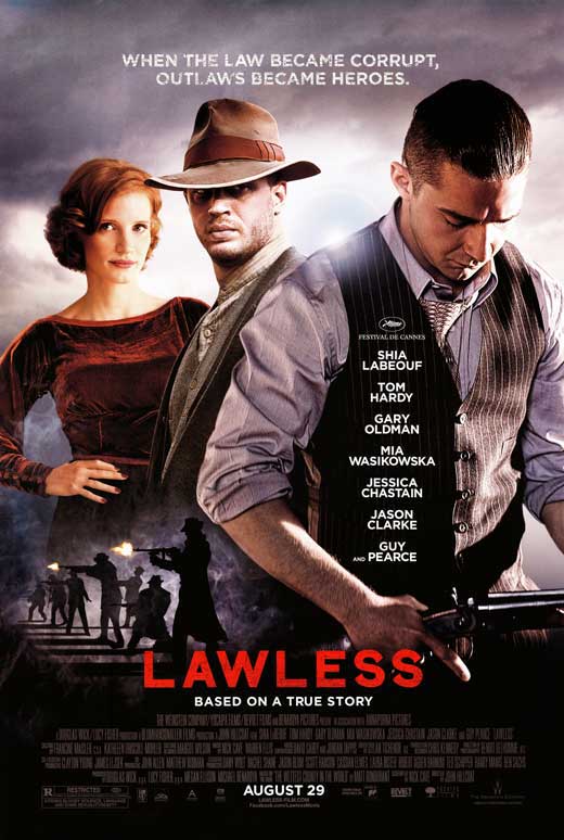 Lawless Movie Poster Print featuring Prohibition-era imagery.