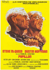 Papillon movie poster print featuring iconic film imagery