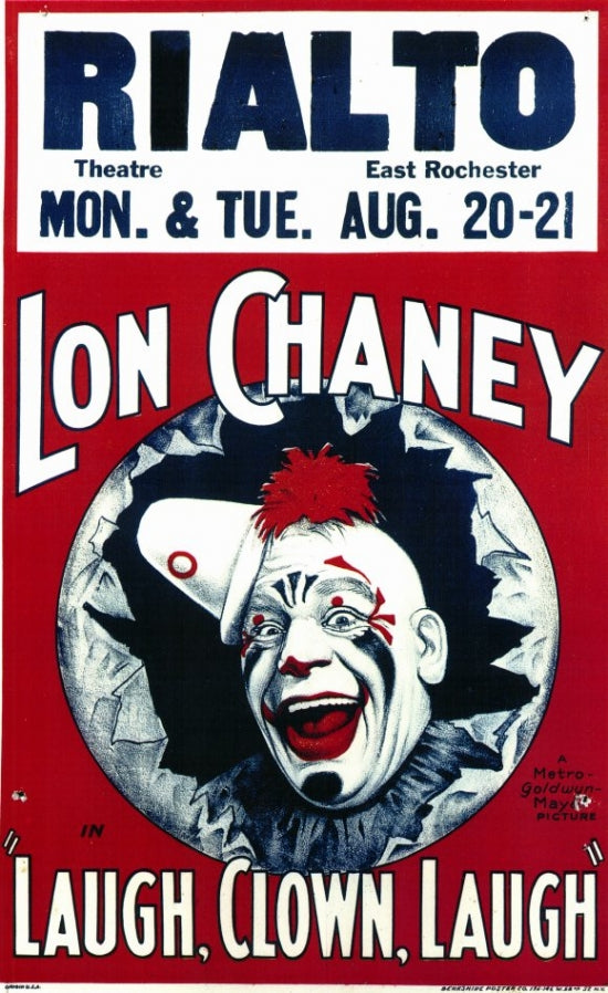 Laugh, Clown, Laugh movie poster print showcasing classic cinema art.