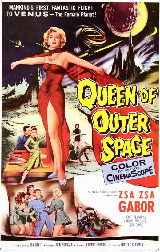 Queen of Outer Space movie poster print showcasing vibrant sci-fi imagery.