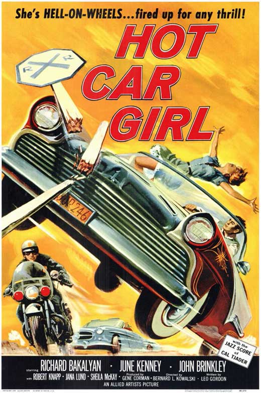 Hot Car Girl Movie Poster Print featuring vintage automotive pin-up art.