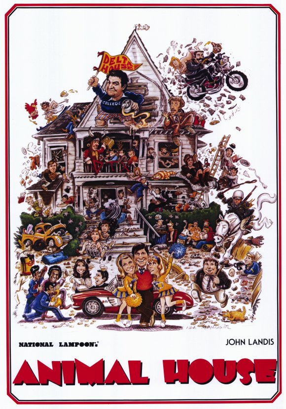 National Lampoon's Animal House Movie Poster Print featuring iconic scenes from the classic film.