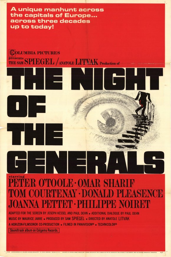 The Night of the Generals Movie Poster Print featuring dramatic wartime imagery.