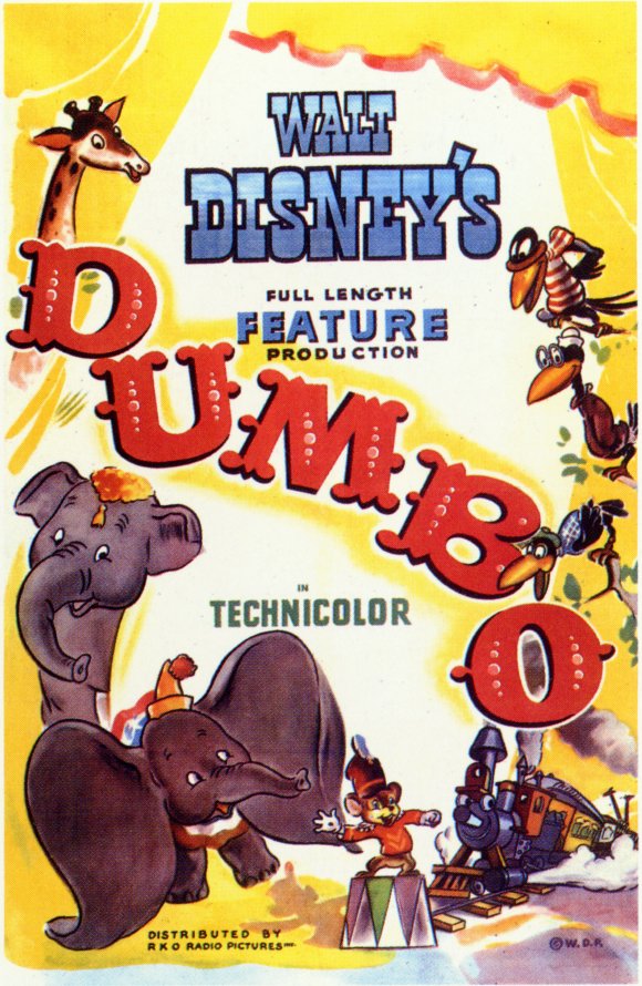 Dumbo Movie Poster Print featuring the beloved Disney character Dumbo.