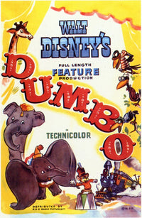Dumbo Movie Poster Print featuring the beloved Disney character Dumbo.