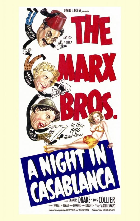 A Night in Casablanca Movie Poster Print showcasing classic cinema art.