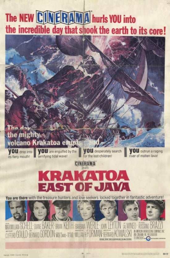 Krakatoa East of Java Movie Poster Print featuring volcanic eruption scene.