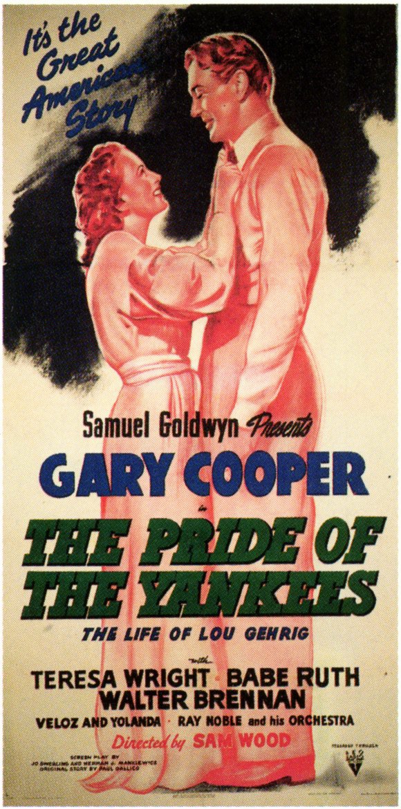 The Pride of the Yankees Movie Poster Print showcasing baseball legacy.