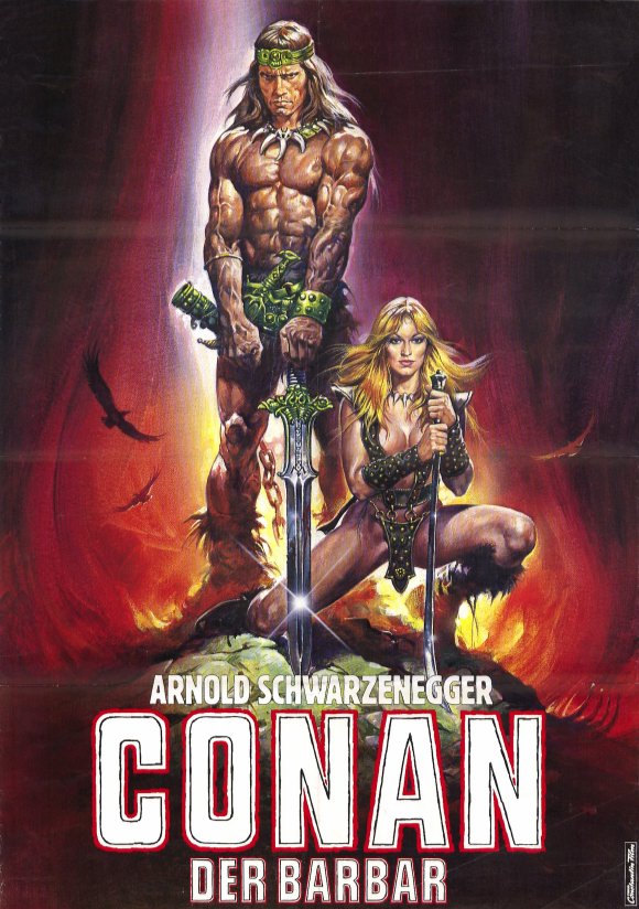 Conan the Barbarian Movie Poster Print featuring the iconic warrior.