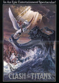 Clash of the Titans Movie Poster Print featuring epic mythical scenes.