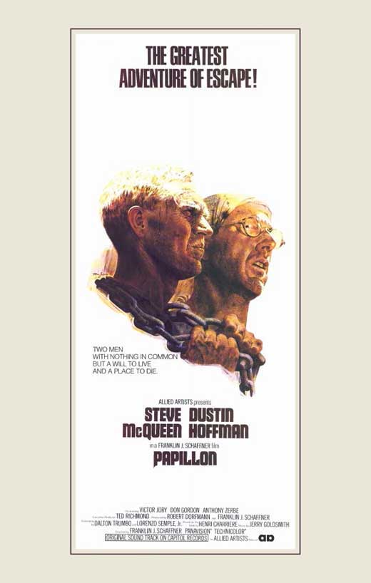 Papillon Movie Poster Print showcasing stunning visuals.