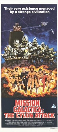 Mission Galactica: The Cyclon Attack Movie Poster Print showcasing epic sci-fi moments.