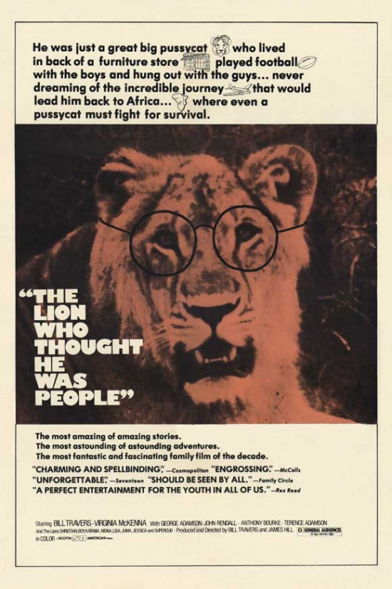 The Lion Who Thought He Was People movie poster, whimsical design for kids' rooms.
