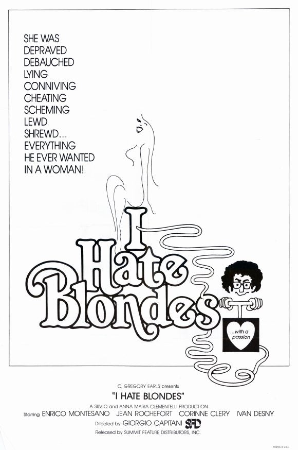 I Hate Blondes Movie Poster Print showcasing classic cinema artwork.