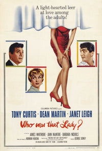 Who Was That Lady Movie Poster Print featuring vibrant colors and classic cinema design.