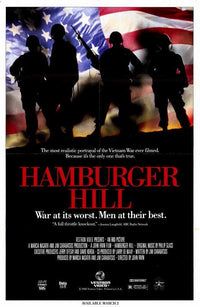 Hamburger Hill movie poster print showcasing intense war imagery.