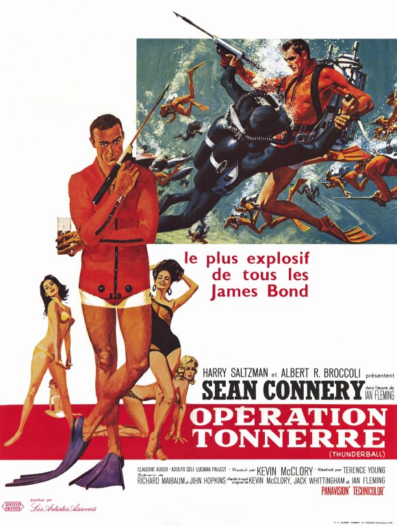 Thunderball Movie Poster Print featuring classic James Bond artwork.