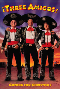 Three Amigos Movie Poster Print showcasing iconic comedy characters.