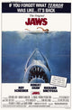 Jaws Movie Poster Print showcasing the iconic shark and ocean scene.