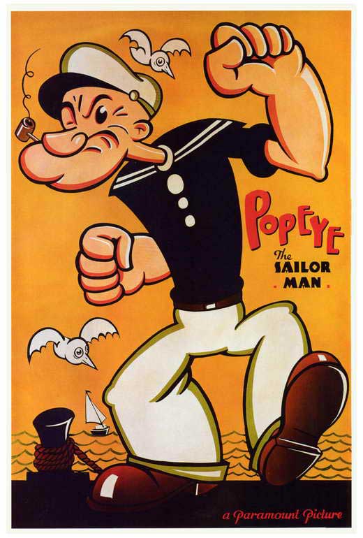 Popeye the Sailor Man Movie Poster Print in vibrant colors.