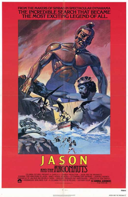 Jason and the Argonauts Movie Poster Print featuring epic adventure imagery.