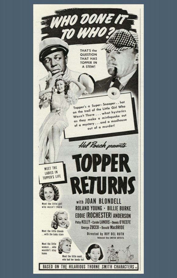 Topper Returns Movie Poster Print showcasing classic film artwork.